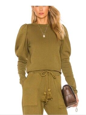 Ulla Johnson Philo Sweatshirt Pullover Puff Sleeve Boho Women's M Preppy